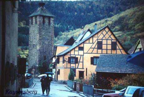 a salmon-colored house typical of Alsace