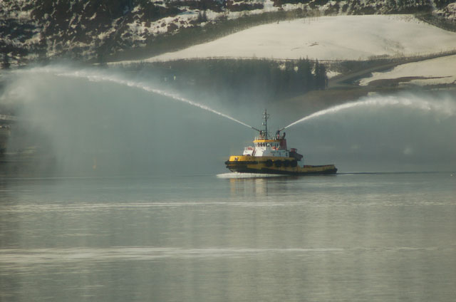 fireboat in Valdez bay