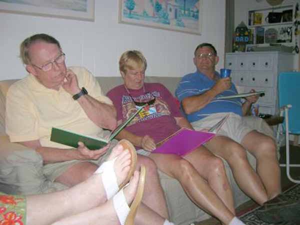 group on sofa