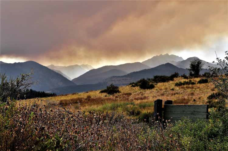 smoky skies over mountains