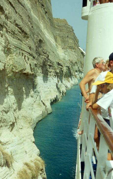 ship entering canal of corinth