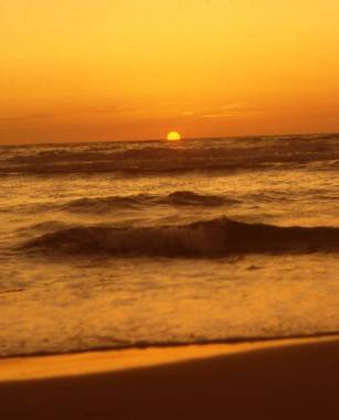 sun going down over north sea