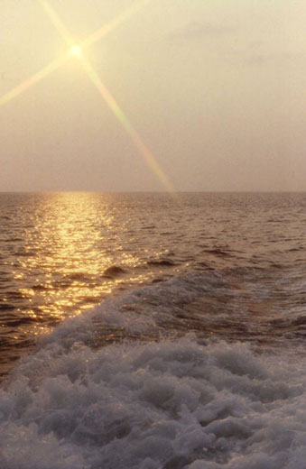 star filter used to display the setting sun over the North Sea