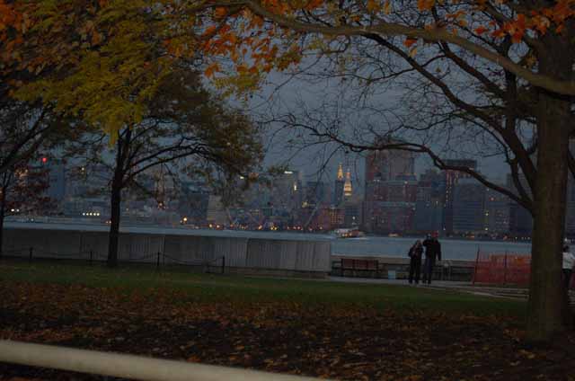 skyline of NYC at dusk