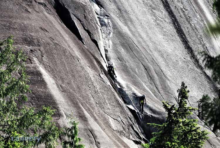 rock climbers on face of rock