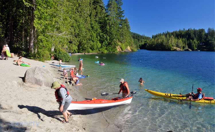 kayakers on beach