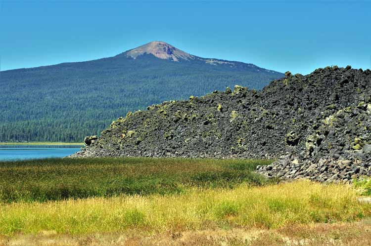 lava flow and lake